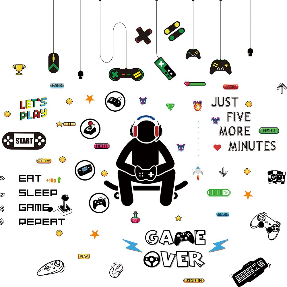Decal dán tường Gamer siêu chất trang trí quán net phòng game