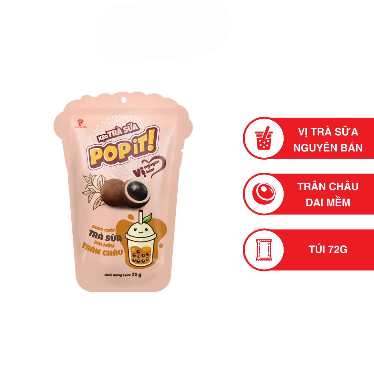 Kẹo Trà sữa Trân Châu POPIT 72 (3.6g x 20 viên)