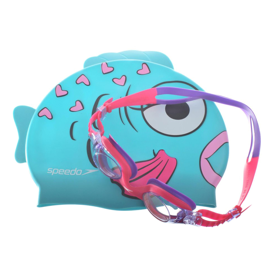 Bộ Kính Mũ Bơi Speedo 8093037584 Sea Squad Cap And Goggle Set Assorted (Nhiều Màu) 290519 (Size One Size)