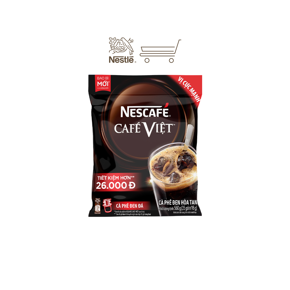 Combo 3 bịch cà phê đen hòa tan NESCAFÉ CAFÉ VIỆT (Túi 35 gói x 16g)