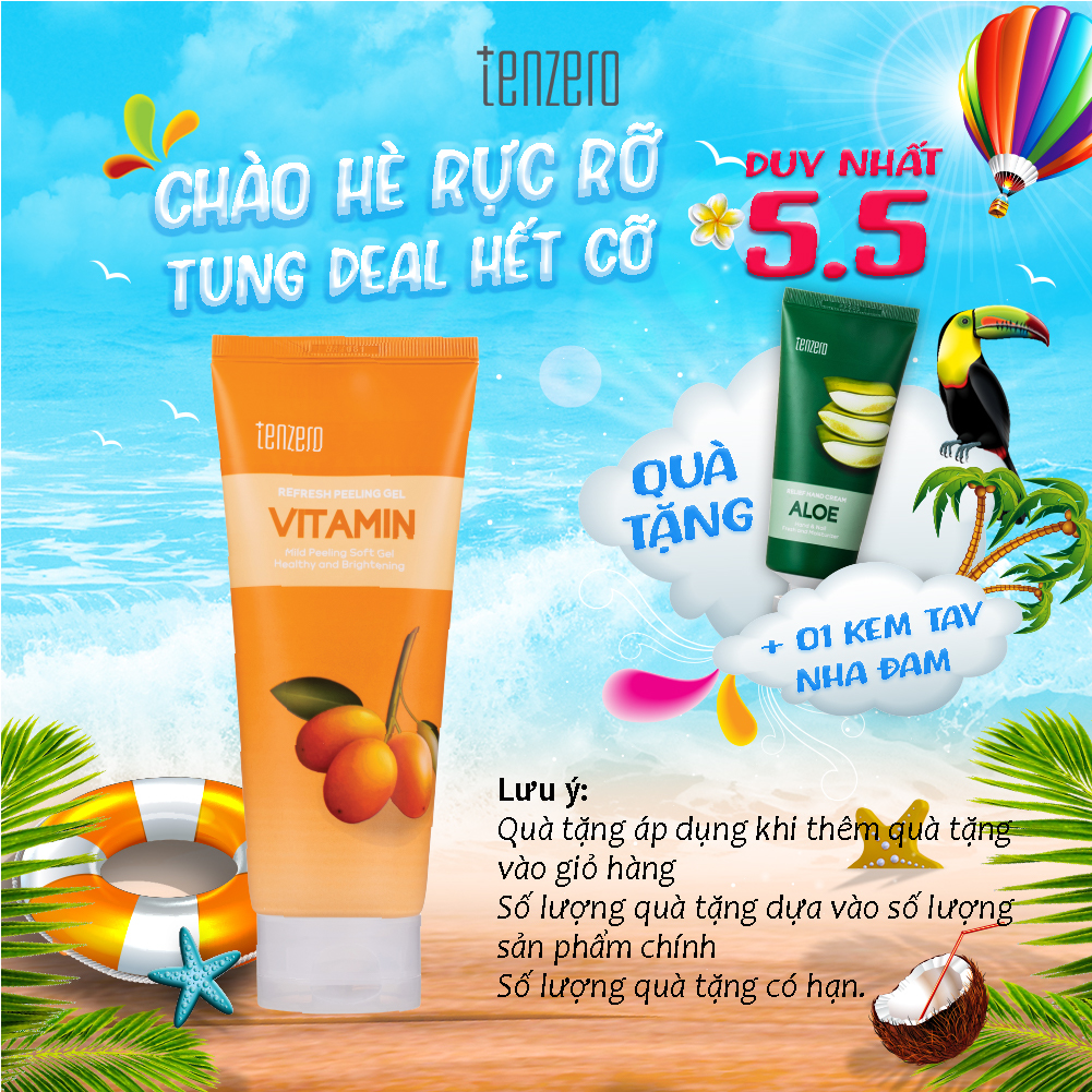 Gel Tẩy Tế Bào Chết Làm Sáng Da Tenzero Refresh Peeling Gel Vitamin 180ml