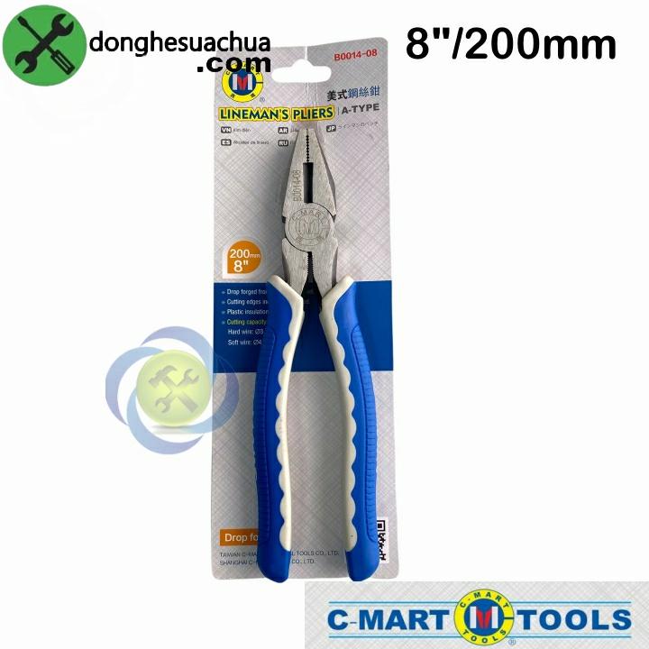 Kìm điện cán xanh trắng C-Mart B0014-8 200mm 8inch