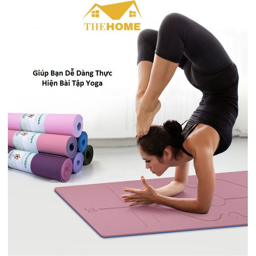 Thảm Tập Yoga 2 Lớp TPE Độ Dày Chuẩn 8mm (KÈM TÚI ĐỰNG), Thảm Tập Gym Chống Trơn Trượt Và Không Thấm Mồ Hôi Cao Cấp.