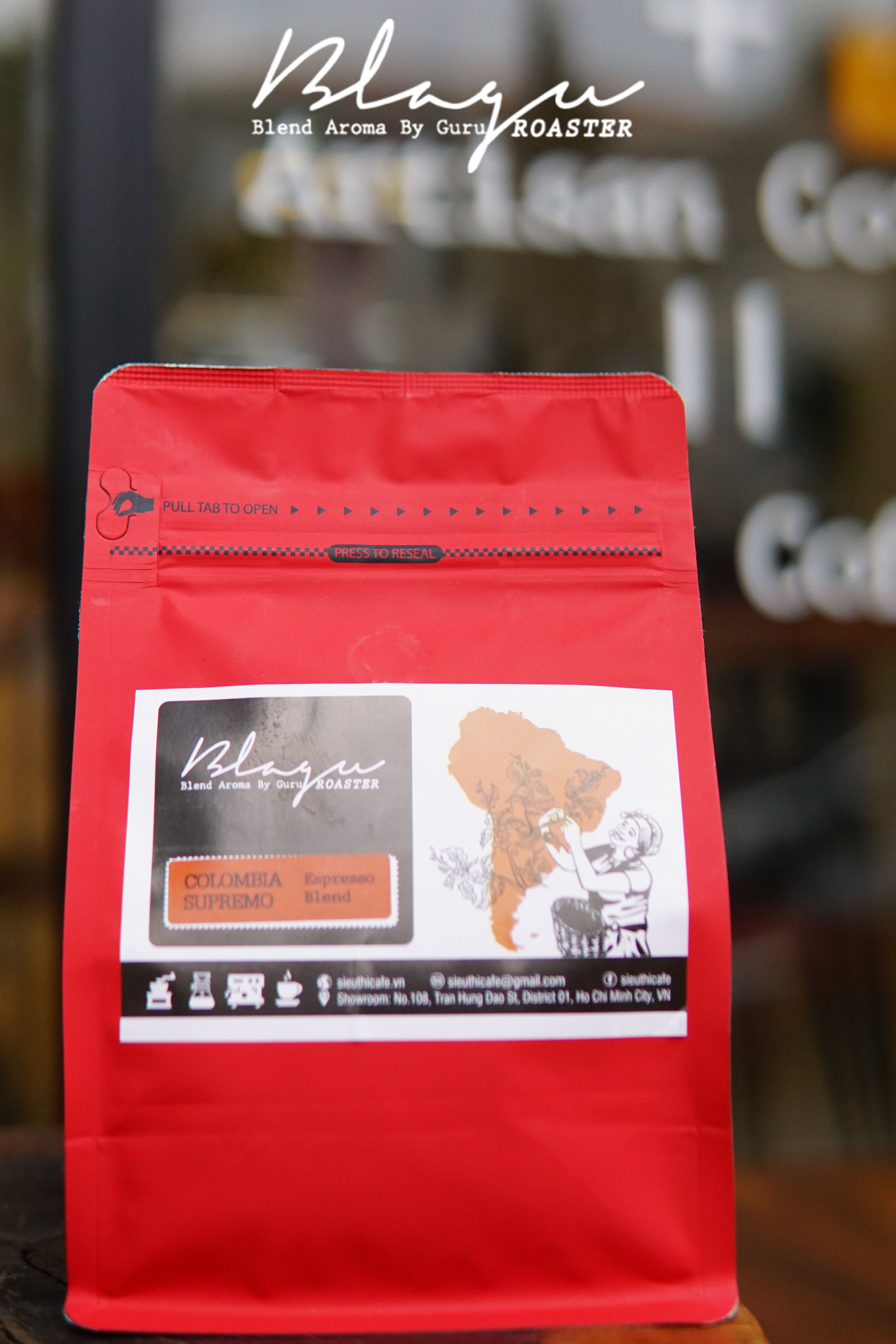 CÀ PHÊ BLAGU HẠT ARABICA ĐÃ RANG, COLOMBIA SUPREMO, MEDIUM ROAST 250G