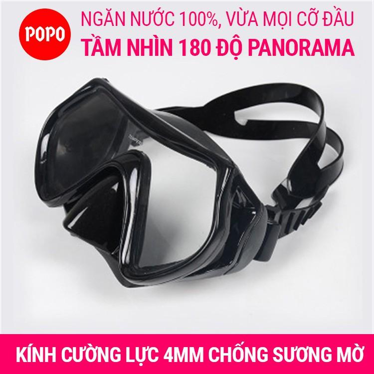 Mặt nạ lặn biển POPO với mắt kính lặn biển góc nhìn 180 độ PANORAMA bằng kính cường lực an toàn