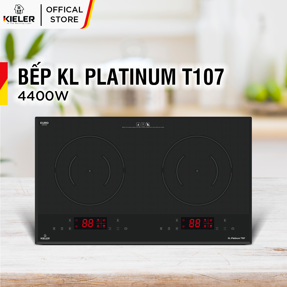 Bếp điện từ đôi Kieler KL-PLATINUMT107 mặt kính Euro Kieler Platinum, Bếp điện từ đa dạng chức năng, cảm ứng chống tràn - Hàng Chính Hãng