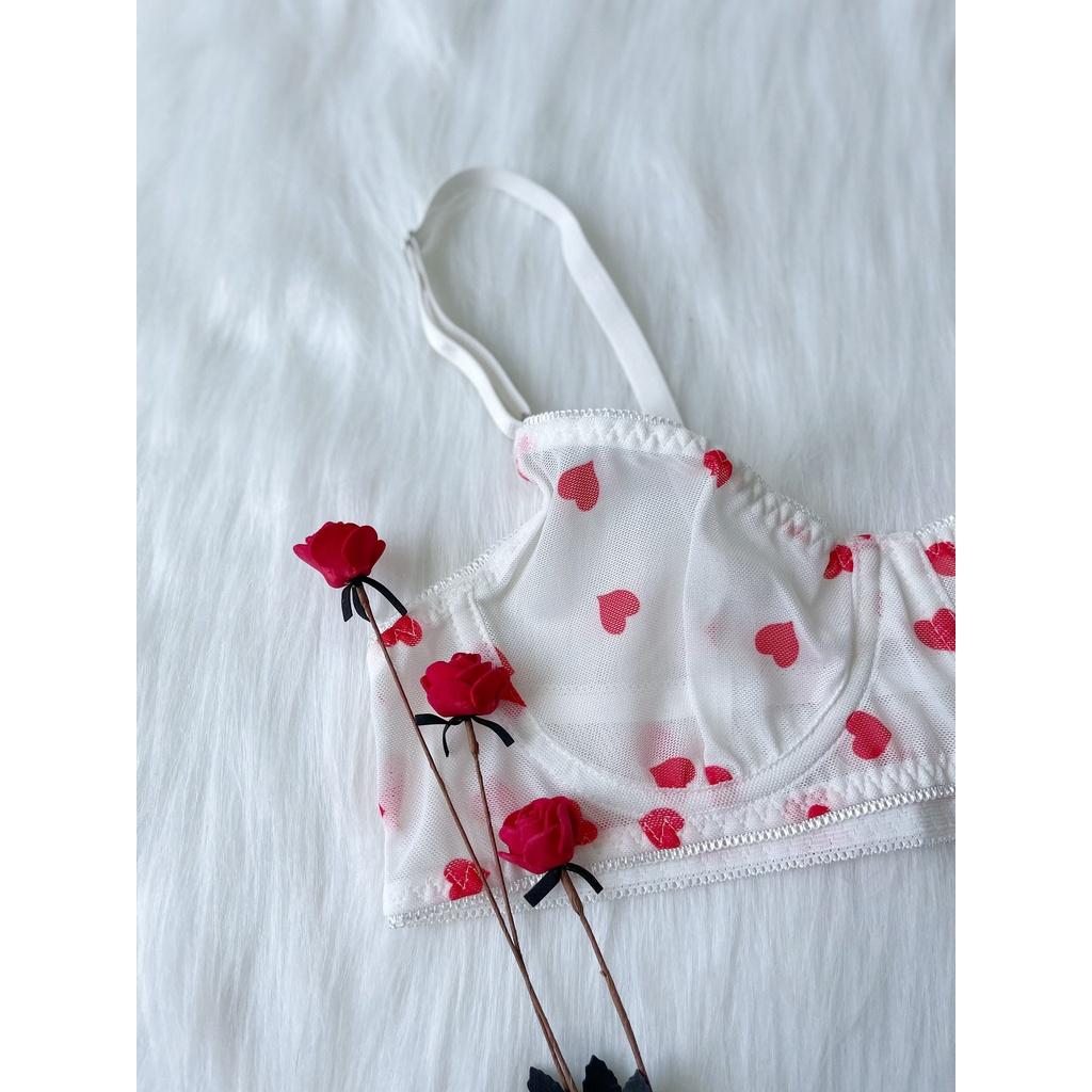 Set Ren Trắng Trái Tim Đỏ - Let's Love Đồ Lót Nội Y