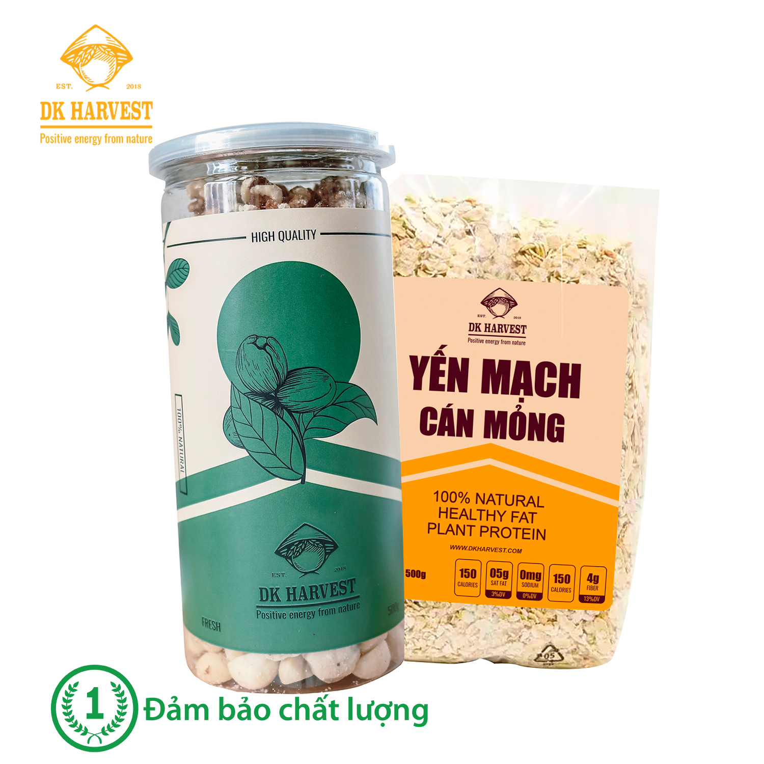 Hạt Mix 3 Loại 500g TẶNG Yến Mạch Cán Mỏng 500g DK HARVEST