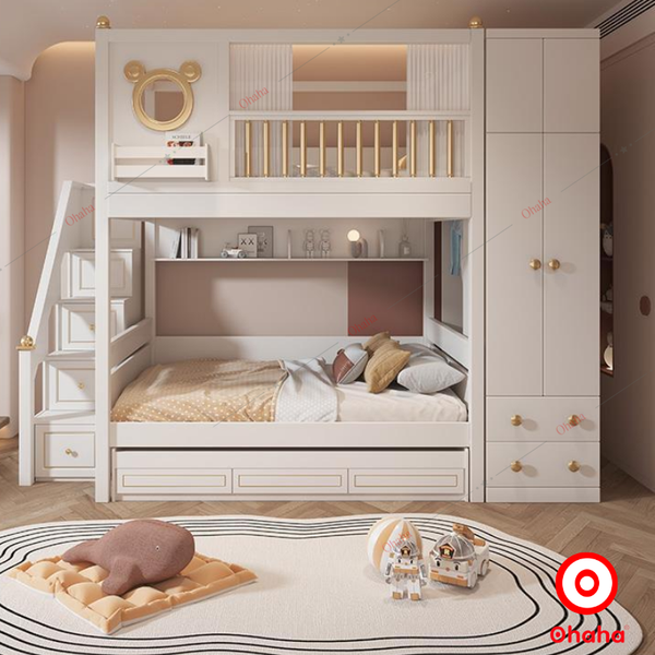 Giường tầng thông minh cao cấp 3 tầng Ohaha có tủ áo - GTCC027