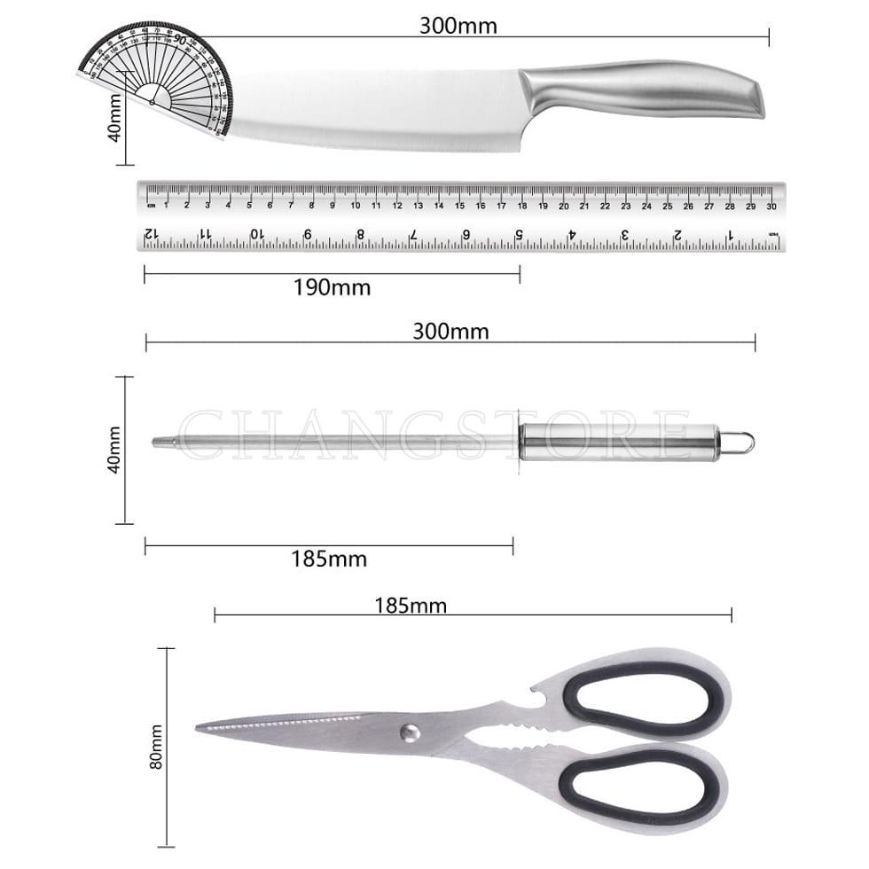 Bộ Dao Inox Nhật 5 Món SEKI Cao Cấp - Bộ dao 5 món nhà bếp kèm khay đựng siêu tiện dụng