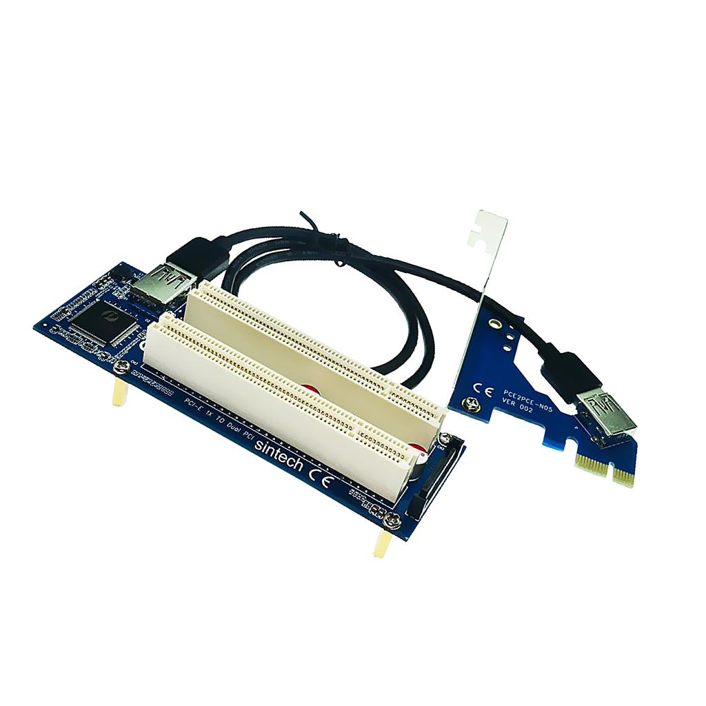 PCI- X1 to Dual PCI Riser Extend Adapter Card With USB 3.0 Cable