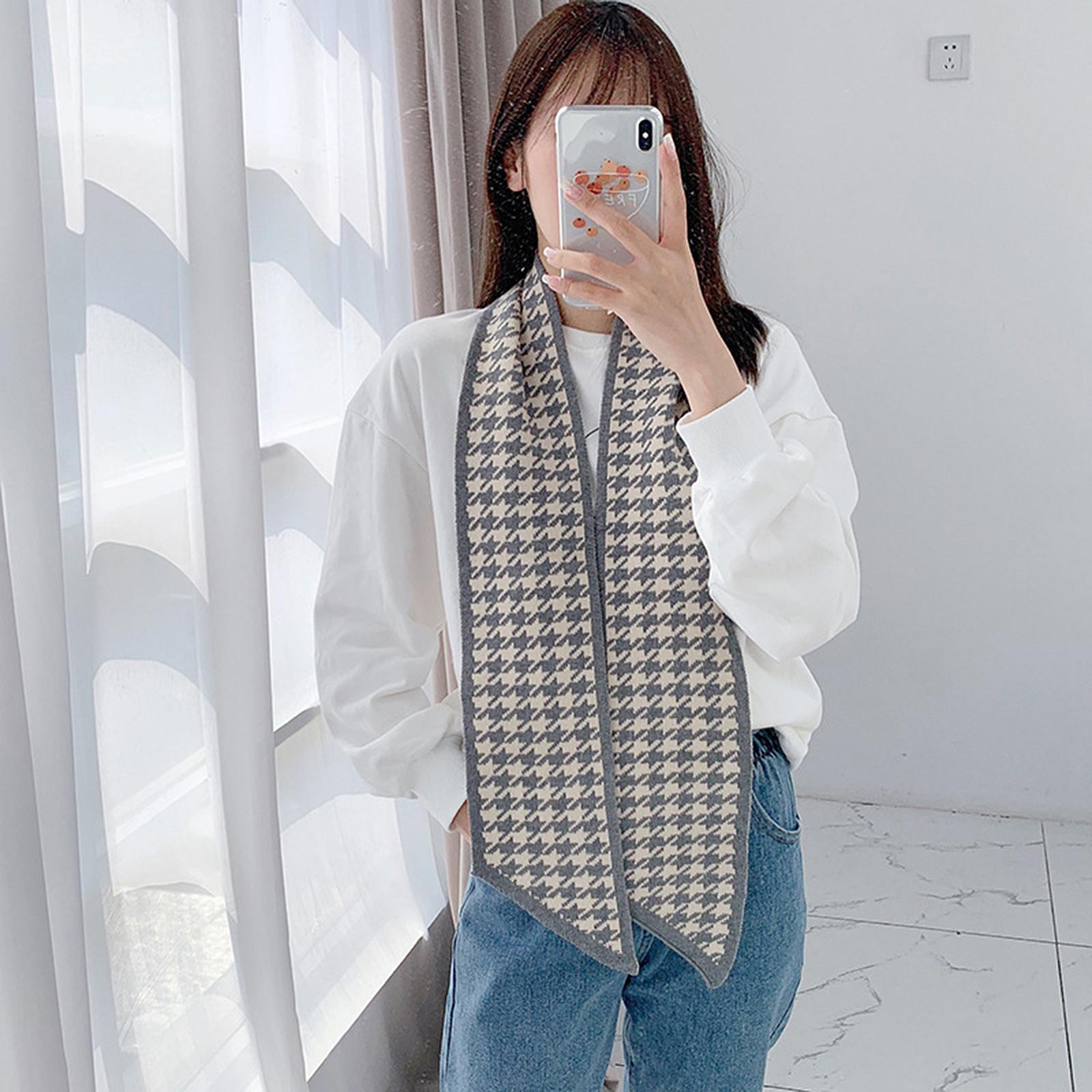 Women's Long Plaid Blanket Chunky Soft Winter/Fall Warm Scarf Big Tartan Scarves Wrap Shawl Knitted Neckerchief Neck Warmer