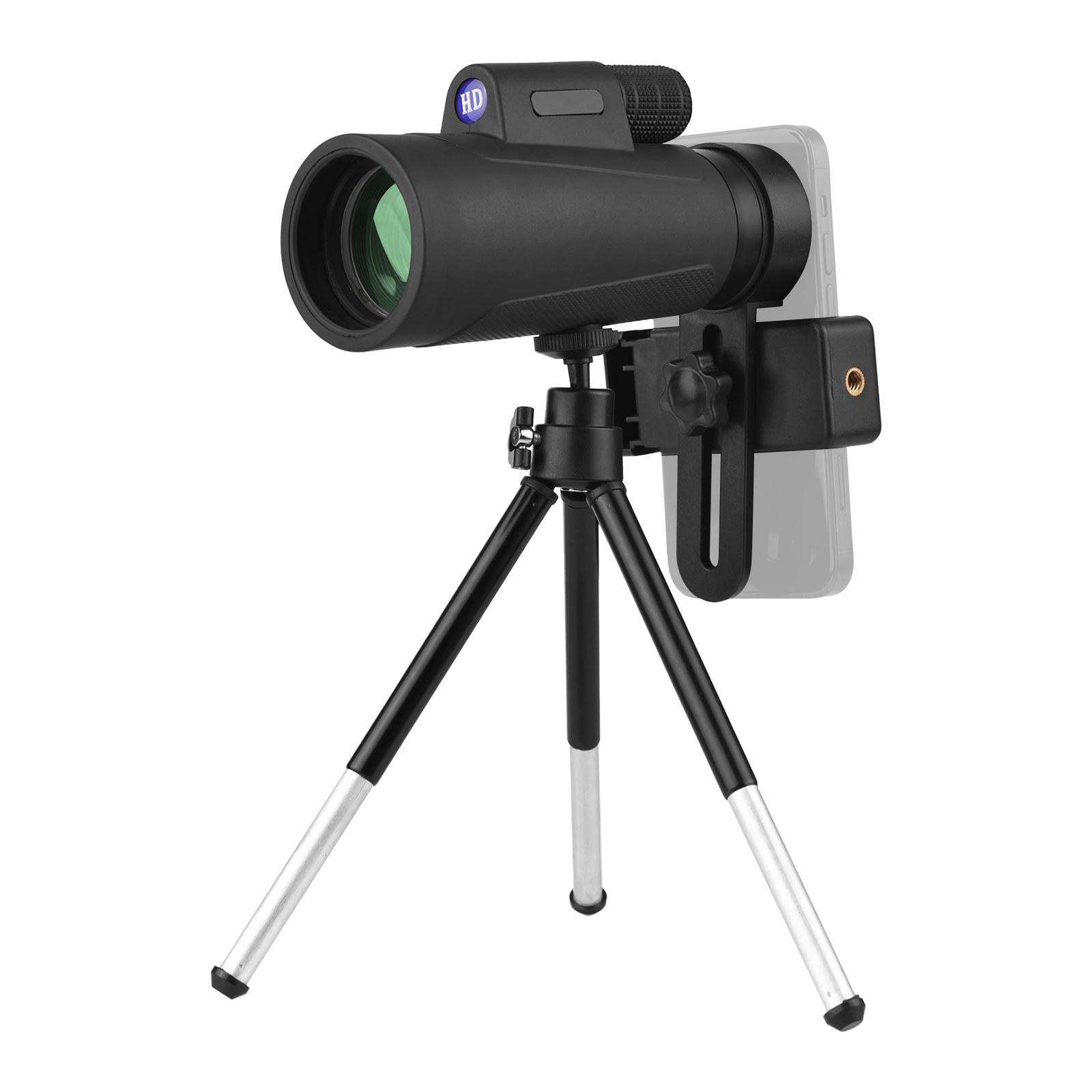 12X42 HD Monocular Telescope Optical Lens Waterproof Fogproof with Adjustable Mini Tripod Universal Phone Holder