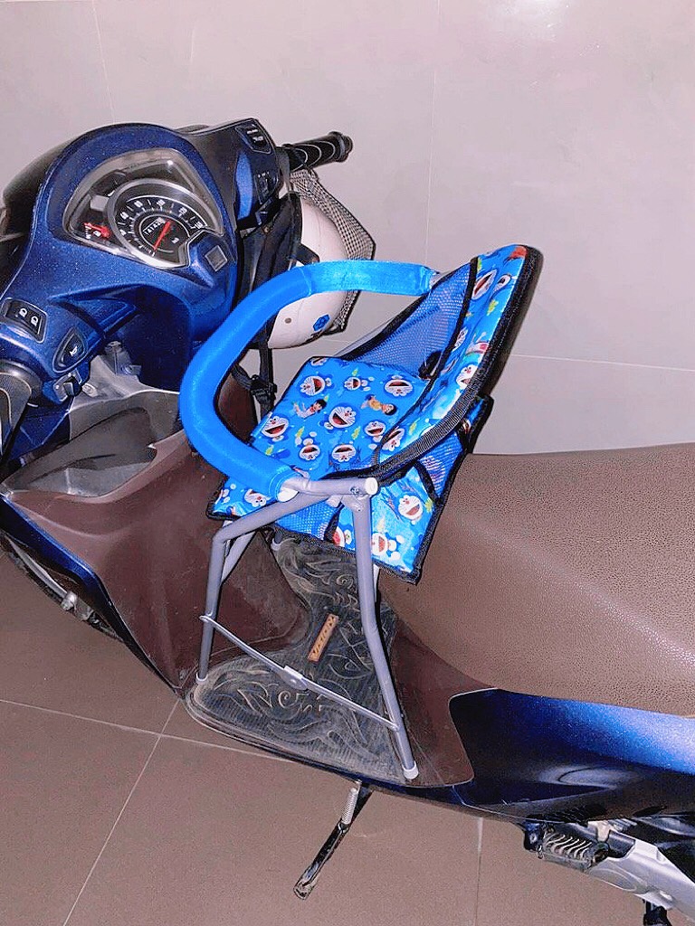 Ghế ngồi xe tay ga cho bé , GHẾ GA XẾP SẮT SƠN TĨNH ĐIỆN CÓ DÂY ĐAI