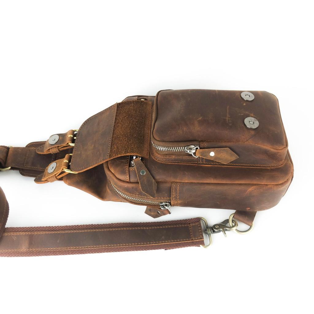 Túi chéo da bò sáp ngựa điên Biker - Manuk Leather Design