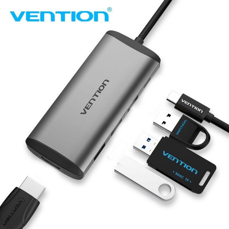 Thiết bị kết nối đa cổng Vention chuyển đổi USB Type C sang 4K HDMI 5 trong 1 cổng sạc PD USB 3.0 -Hàng Chính Hãng