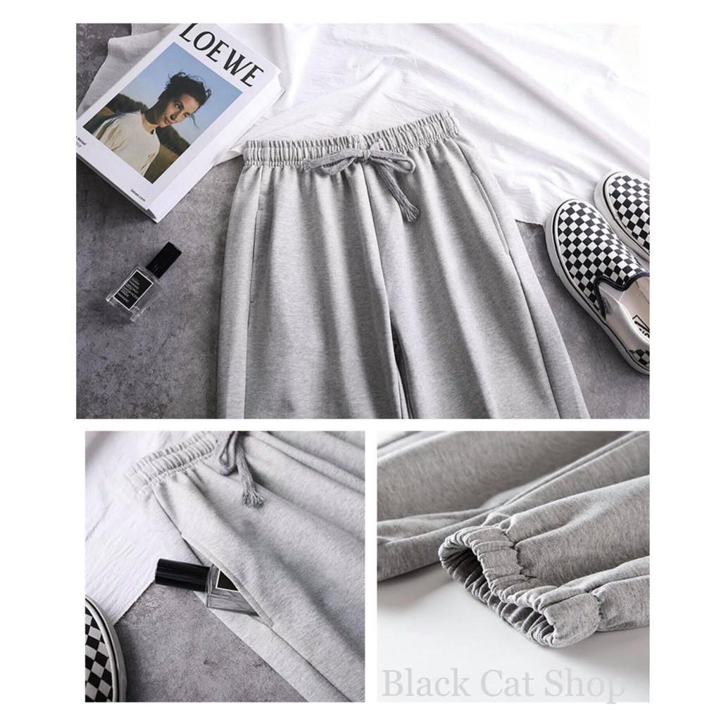 Quần Jogger nữ dài ống rộng phong cách Ulzzang - Màu Đen/ Xám bo gấu - Vitalita.cloth