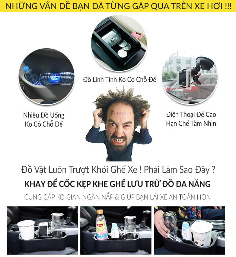 Khay Đựng Cốc Ô Tô Giá Nhựa Để Đồ Khe Ghế Đa Năng Trên Xe Hơi Tiện Lợi