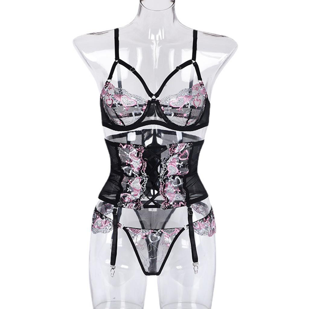 Womens Ladies Lingerie Nightwear Underwear Lace Bra Panties Sleepwear Set