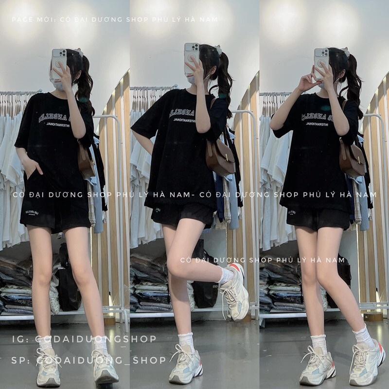 bộ LOS ANGELES - Trắng,freesize dưới 65kg