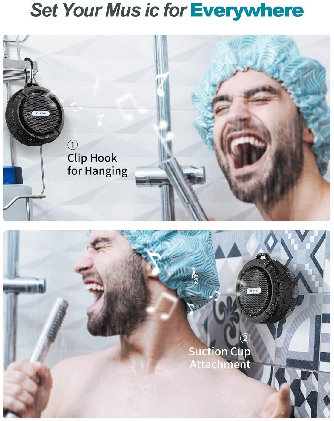 Loa bluetooth tắm chống thấm nước BT5.0 âm thanh không dây trong suốt với micro và cốc hút