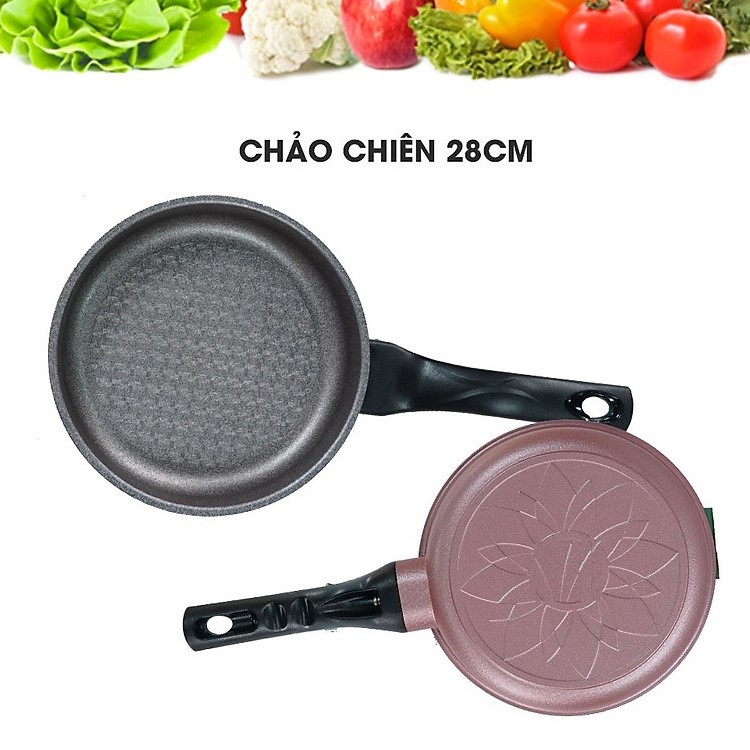 Combo chảo công nghệ Hàn Quốc chống dính 28 cm + chảo vuông 20 x 23 cm