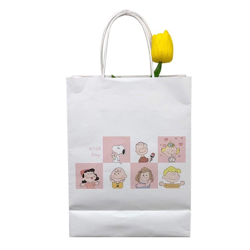Túi giấy trắng phong cách Hàn Quốc đa năng họa tiết dễ thương