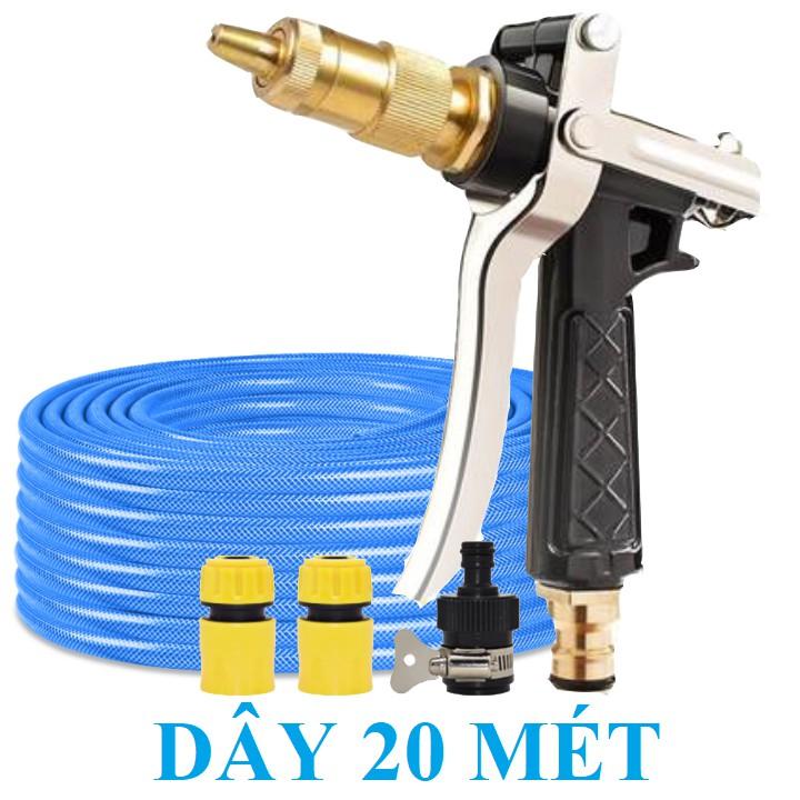 Bộ dây vòi xịt nước rửa xe, tưới cây . tăng áp 3 lần, loại 20m 206319 cút sập, + tặng đai