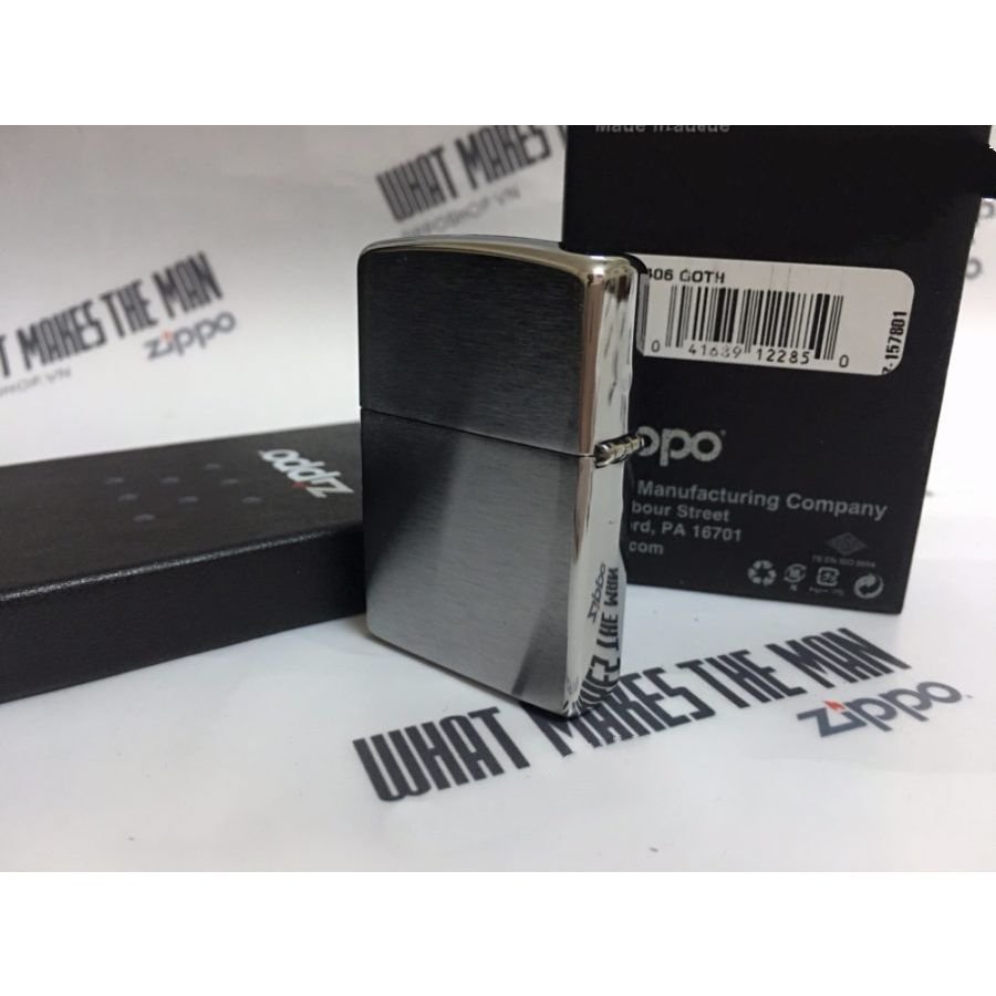 Bật Lửa Zippo Goth Brushed Chrome Chính Hãng Usa