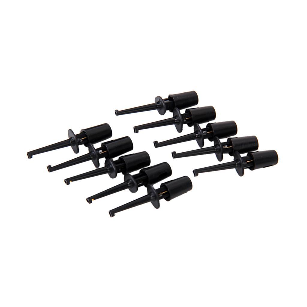 20Pcs Mini Test Hook Probe Lead Wire Cable Spring Clip Black for PCB SMD IC