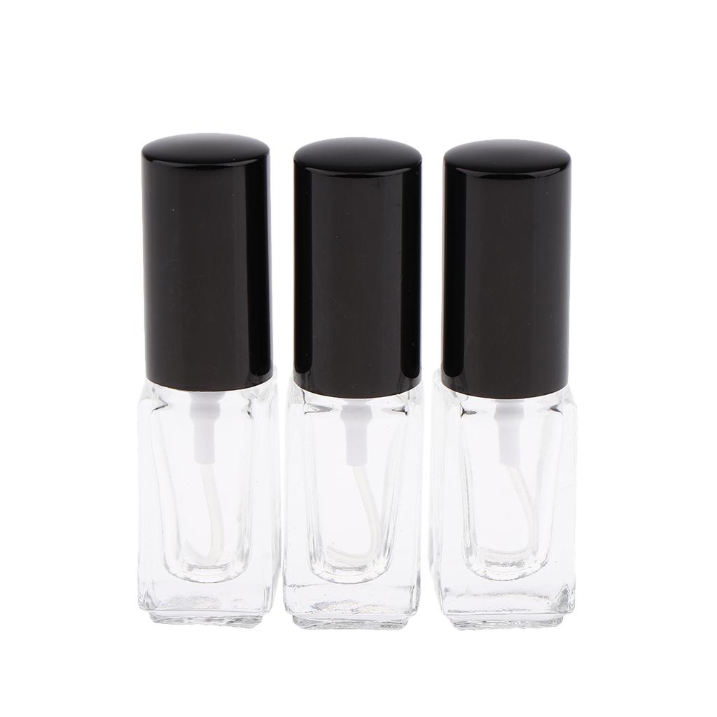 3x 3ml Empty Glass Spray Bottle Pump Fine Mist Perfume Atomiser Black Caps