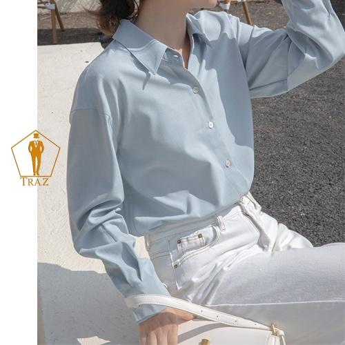 Áó Sơ Mi Trắng Nữ TRAZ Phom Dáng Suông Unisex Basic Dài Tay Cực Xinh