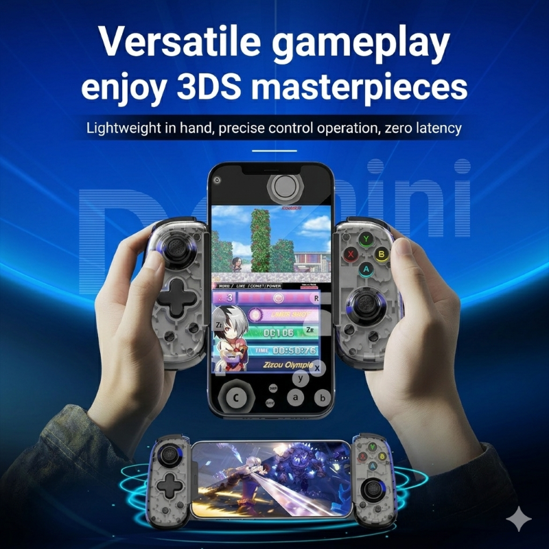 Gamepad Tay Game Không dây Bluetooth D6 mini hall joystick đa nền tảng cho máy tính - điện thoại - máy game Console hàng nhập khẩu