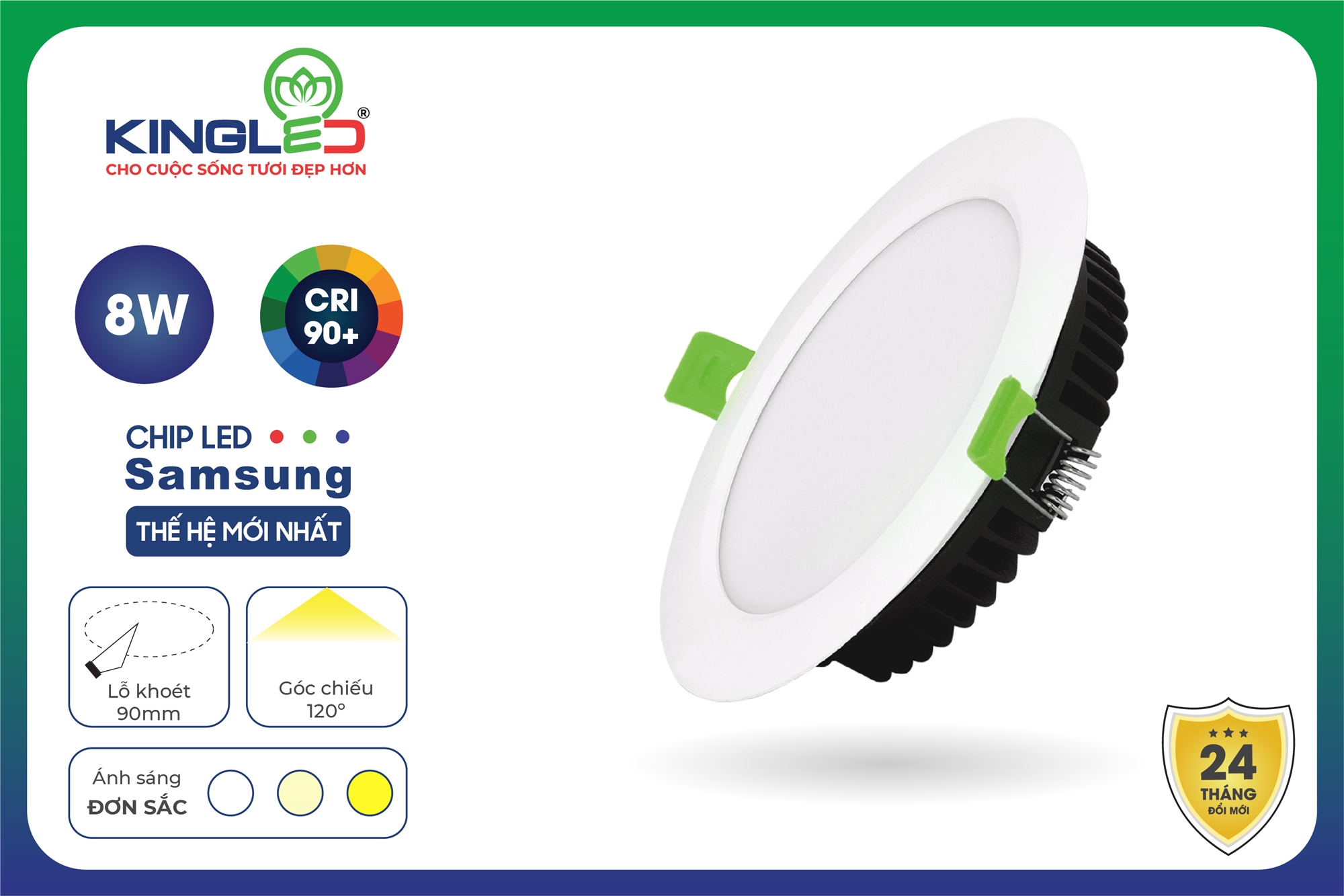 Đèn Led Âm Trần Downlight Ruby 8W KINGLED