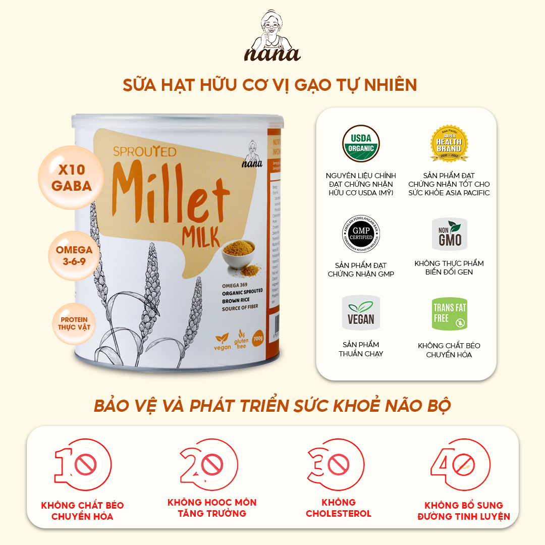 Sữa Hạt Gạo Lứt Hữu Cơ Millet Gói 30g Vị Kê Nhập Khẩu Malaysia Cho Trẻ Từ 3 Tuổi &amp; Cả Gia Đình Bổ Sung Dinh Dưỡng Vegan - 24grains