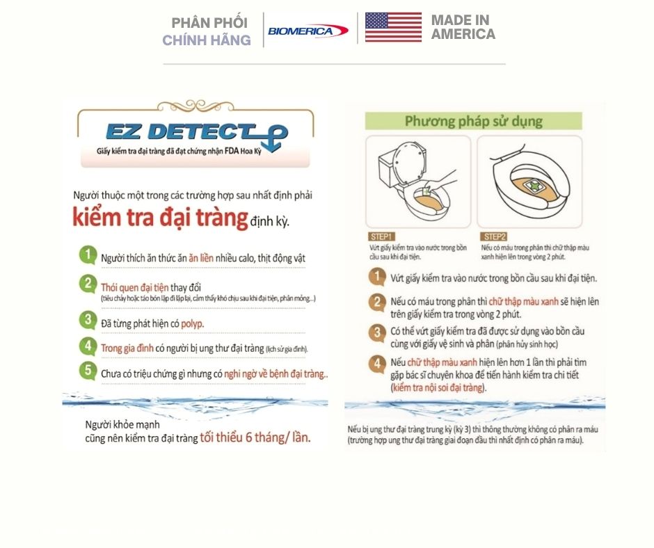 EZ Detect Biomerica USA Dụng Cụ Kiểm Tra Ung Thư Đại Trực Tràng, Phát Hiện Sớm Viêm Đại Tràng, Polyp, Adenoma, Trĩ, Chảy Máu Trong, Ung Thư Đại Tràng Giai Đoạn Đầu Và Các Vấn Đề Tiêu Hoá. Độ Chính Xác 95%. Nhập Khẩu Hoa Kỳ