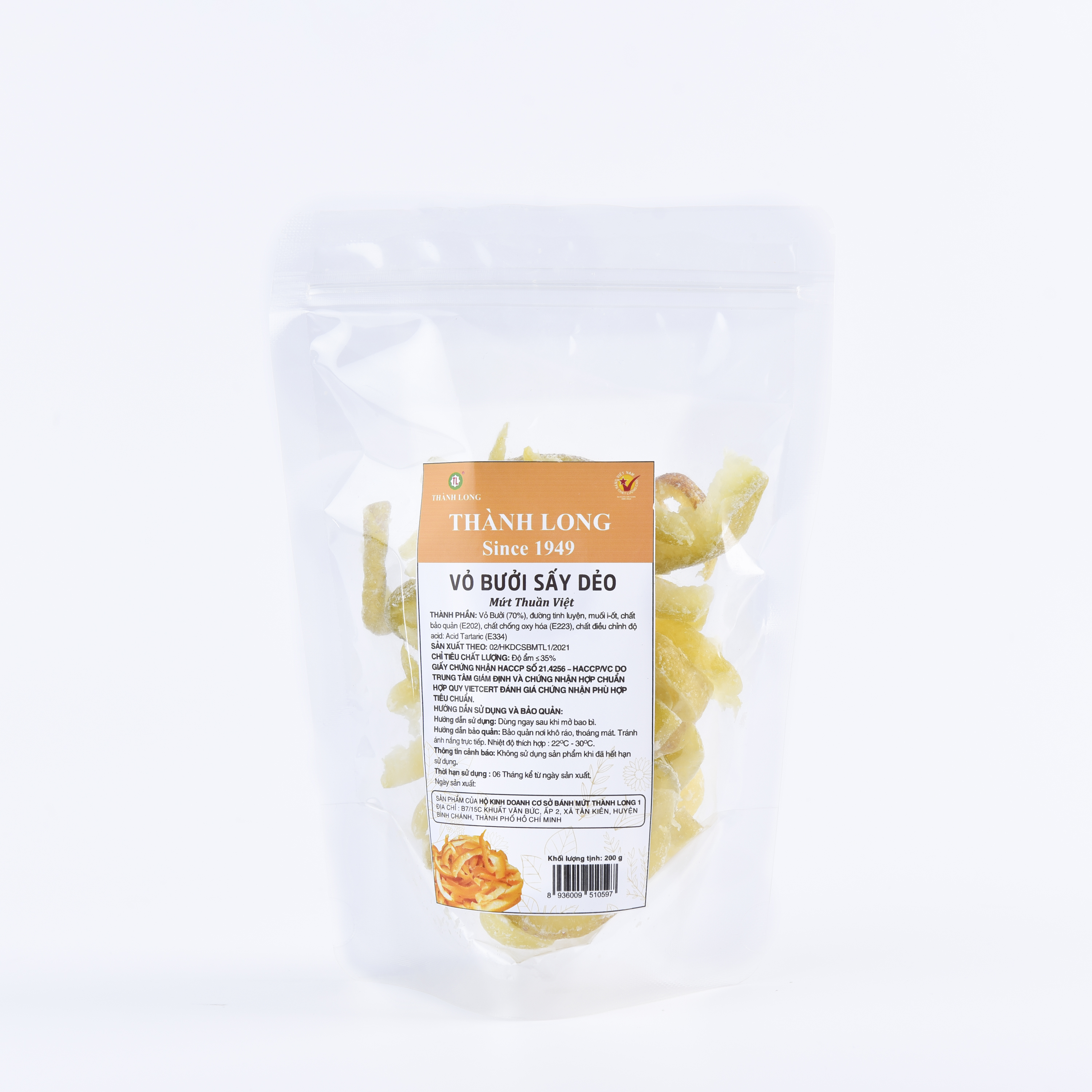MỨT VỎ BƯỞI SẤY DẺO THÀNH LONG 500G - VIỆT NAM