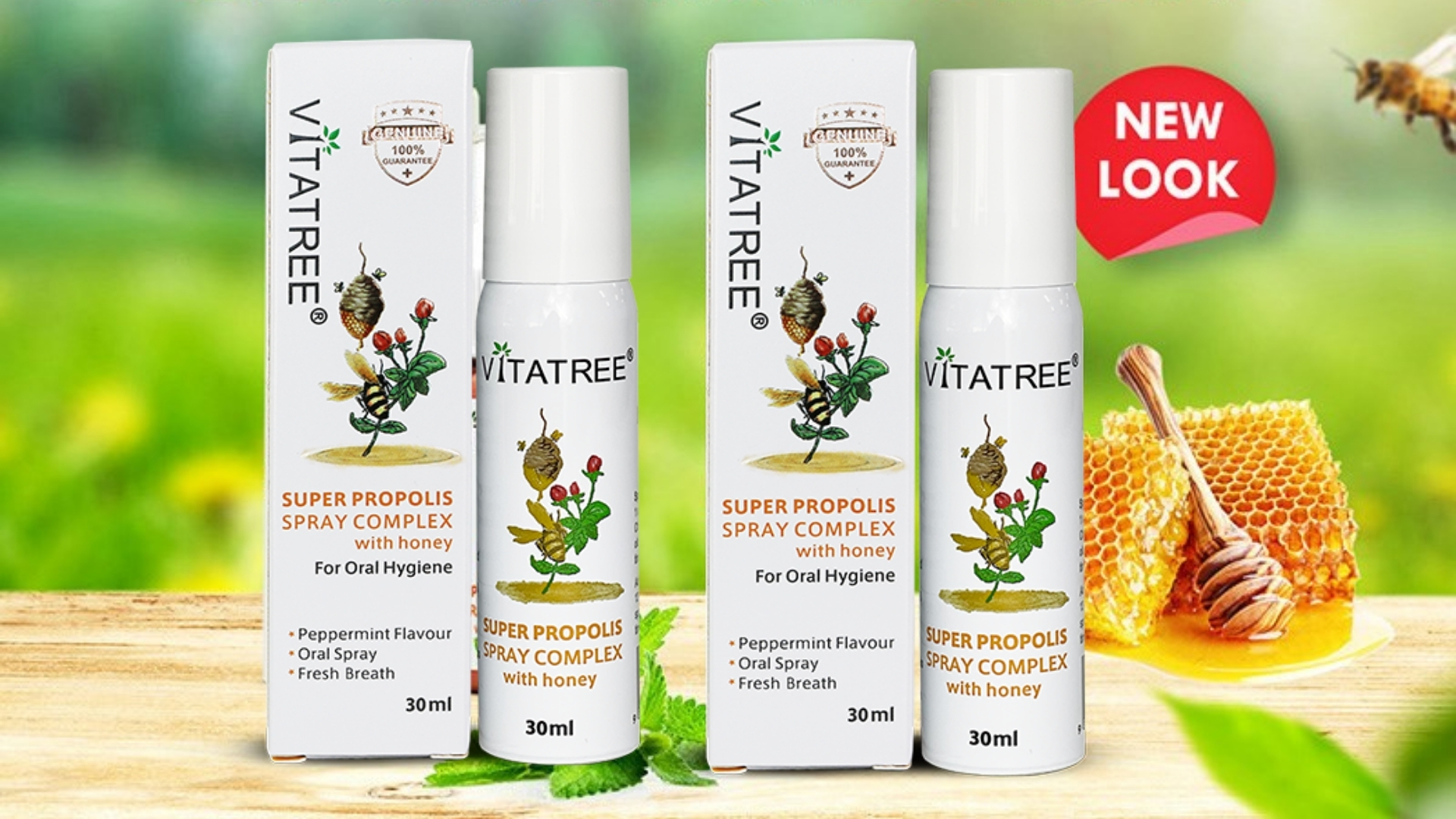 Combo 3 Chai Vitatree Keo Ong Super Propolis Spray Complex Giúp Tăng Cường Hệ Miễn Dịch - Chống Vi Khuẩn, Viêm Họng, Viêm Nướu Và Giảm Ho, Cảm Lạnh, Nhanh Lanh Vết Thương - 30ml x 3 Chai Dùng Cho Cả Gia Đình
