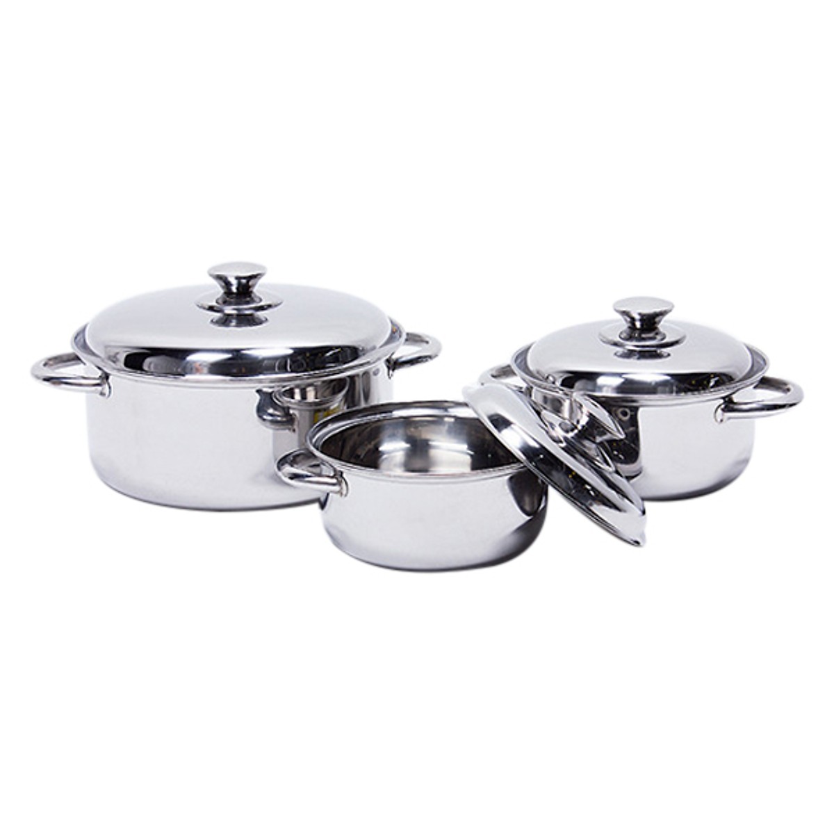 Bộ 3 nồi 1 đáy inox Rainy cao cấp - Hàng Chính Hãng