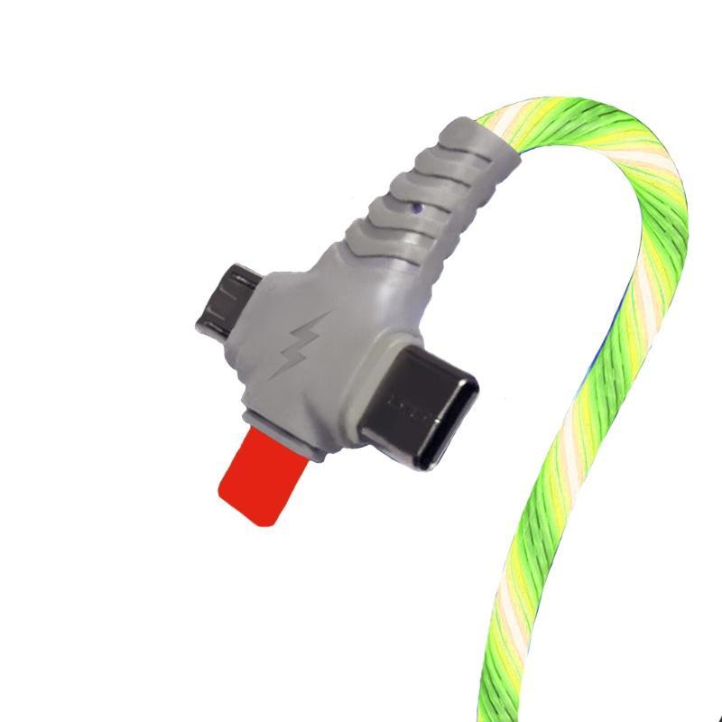 Dây cáp sạc nhanh đồng bộ dữ liệu 3 trong 1 USB có đèn LED phát sáng
