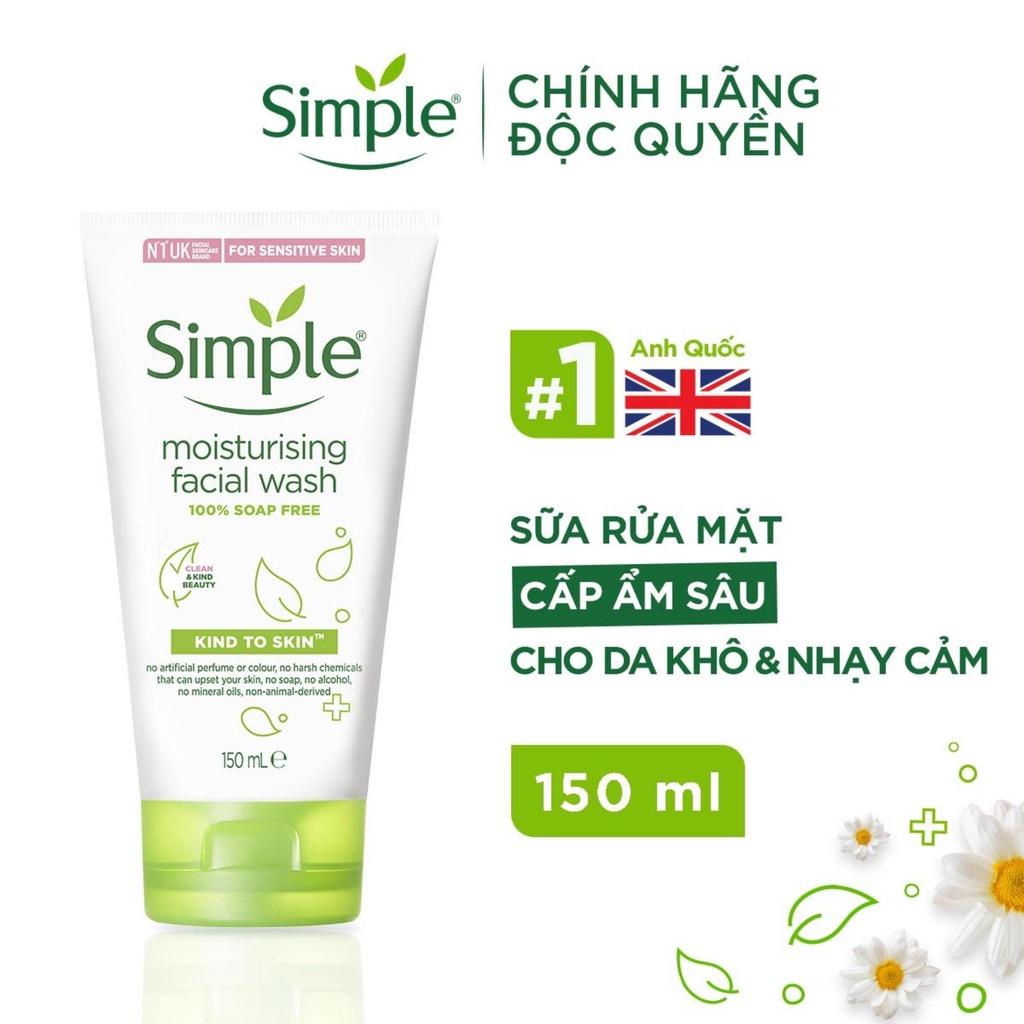 Combo 2 Simple Sữa Rửa Mặt Cho Da Nhạy Cảm Đàn Hồi 150ml + Nước Tẩy Trang Sạch Sâu 200ml