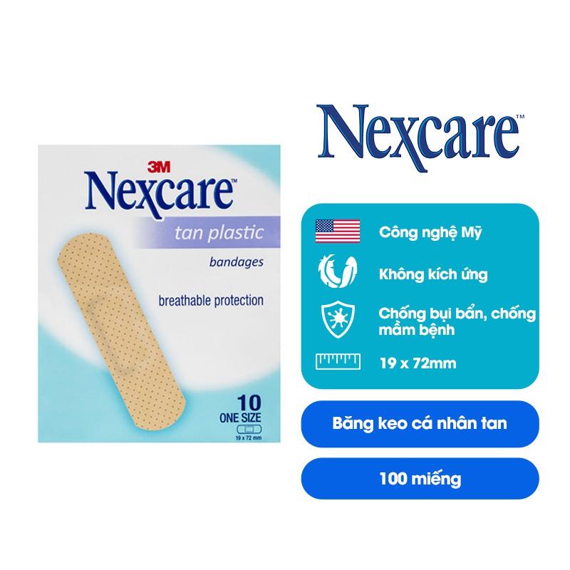 Băng keo cá nhân Nexcare 3M 19x72mm Màu da, keo siêu dính, co dãn tốt, thông thoáng TANS10