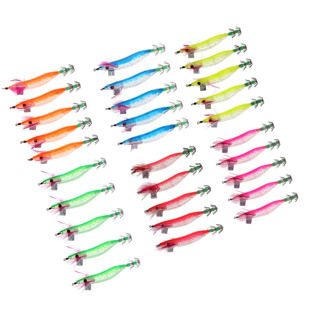 5pcs Luminous Squid Jigs Saltwater Fishing Lures Octopus Squid Hooks