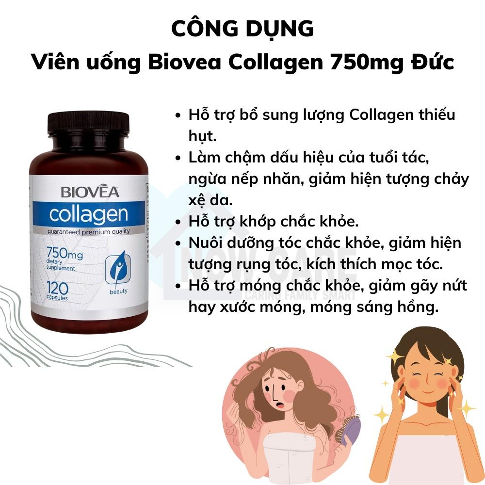 Viên Uống Biovea Collagen 750mg, Giúp Làm Đẹp Da, Đẹp Tóc, Móng, Tăng Sinh Collagen, Nhập Đức, 120 viên