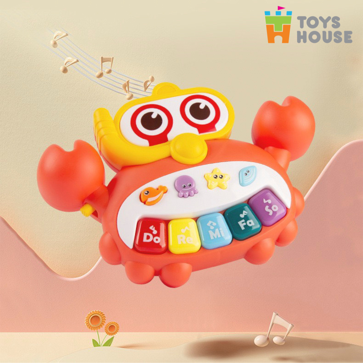 Đàn nhạc điện tử cho bé hình con cua nhiều màu sắc Toys House HE0535