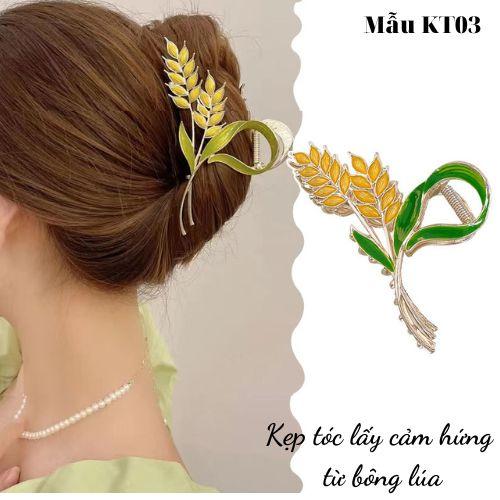 Kẹp tóc hàm cá mập hình bông lúa KT03 phong cách hàn quốc, màu sắc sơn bóng tôn da