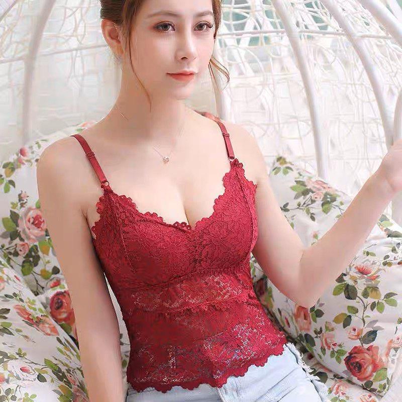 Áo bra ren dáng dài, áo 2 dây ren sẵn đệm ngực siêu hot