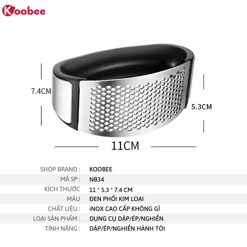 Dụng cụ nghiền tỏi cầm tay Inox cao cấp - Dụng cụ dập ép tỏi bằng tay thông minh KooBee