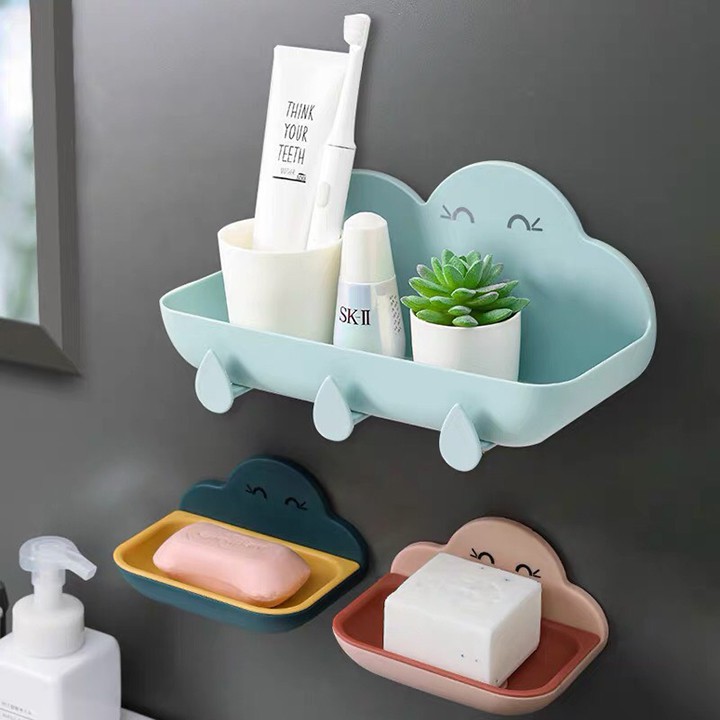 Kệ đựng vật dụng hình đám mây có 3 móc HT242 - Giao Ngẫu Nhiên