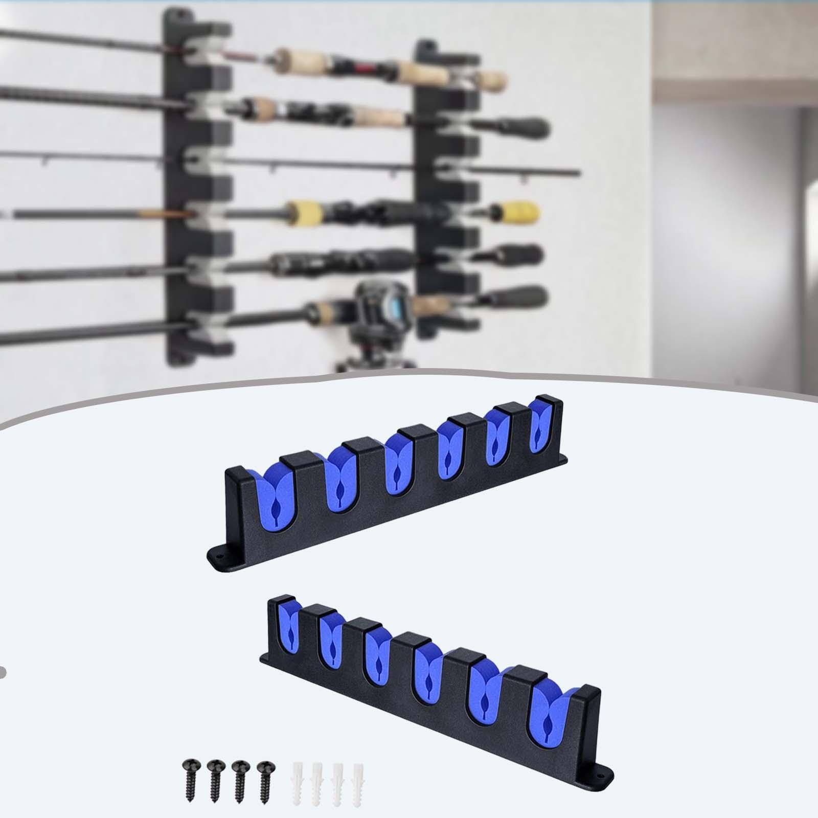 2 Pieces Fishing Rod Holder Support Organizer 6-Rod Rod Stand Fishing Rod Holder Stand Kit Wall Mount